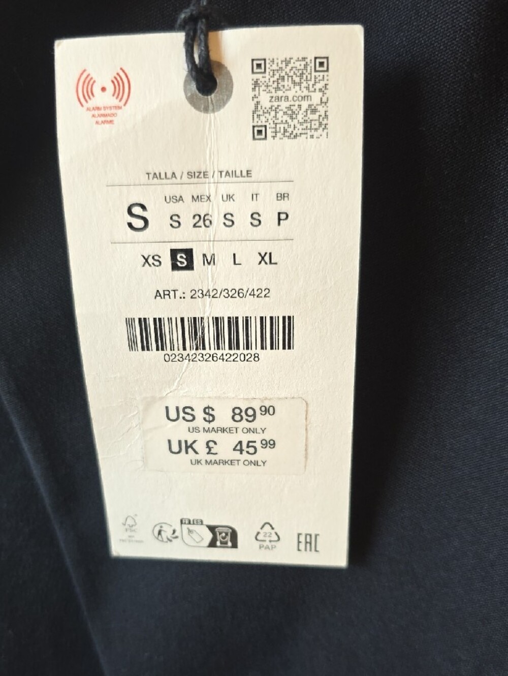 Womens ZARA Navy Dress Pants - Tailored Straight Fit - Picture 2 of 6